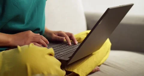 Working remotely a student's focused study session at home indoor digital Stock Footage 336681411