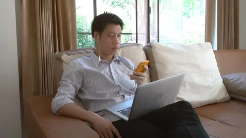 Working Remotely with Technology and Comfort Stock Footage 315116280