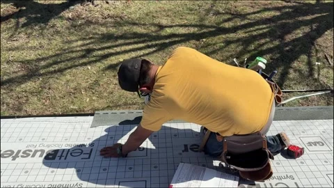Working on Roof with Shingles Video stock 304006182