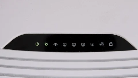 Working router with powering lights and internet connection status Stock-Footage 124771625