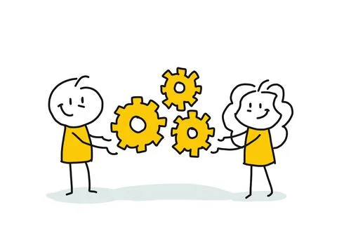 Working Routine Process and Teamwork Concept. Stock Illustration