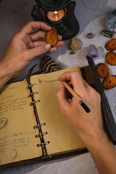 Working with runes recording values Foto stock