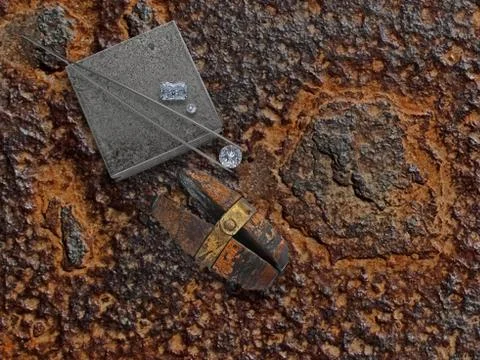 Working rusty plate with diamonds Foto stock
