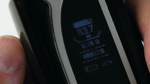 Working screen of electronic cigarette on a white background. Stock Footage 128835169