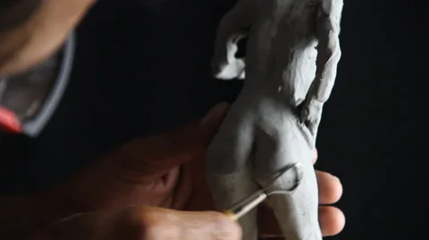 Working sculpture with tools Stock-Footage 49987439