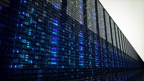 Working Servers With Binary Numbers. Looped Background Stock Footage 130523475