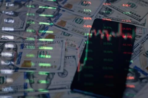 Working set for analyzing financial statistics and analyzing a market data. D Stock Photos