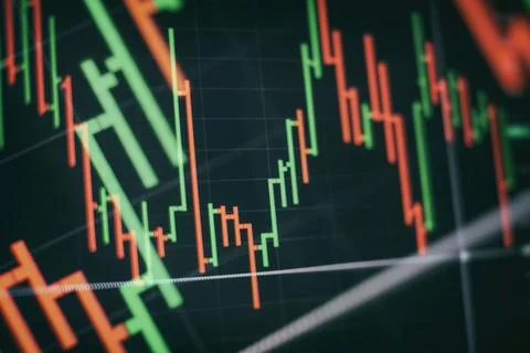 Working set for analyzing financial statistics and analyzing a market data. Foto stock
