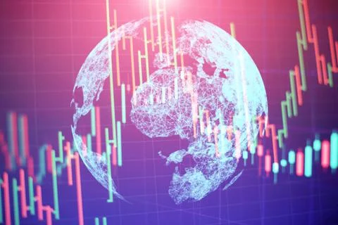 Working set for analyzing financial statistics and analyzing a market data. Stock Photos