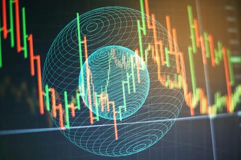 Working set for analyzing financial statistics and analyzing a market data. Stock Photos