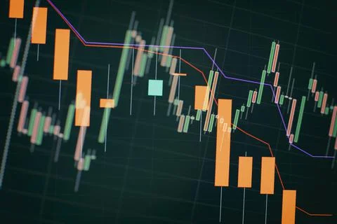 Working set for analyzing financial statistics and analyzing a market data. B Stock Photos
