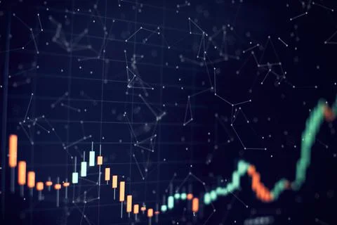 Working set for analyzing financial statistics and analyzing a market data. B Stock Photos