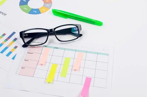 Working set for analyzing statistics. Charts and graph with financial data,.. Stock Photos