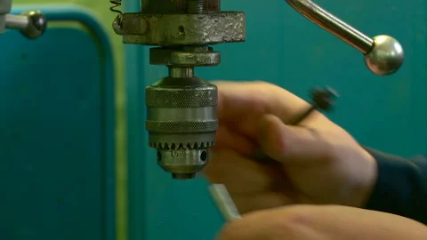 Working sets the drill in the lathe Stock Footage 96827976