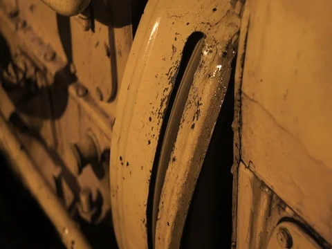 Working of the ships engine room flywheel Stock Footage 71873315