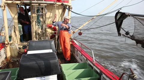Working on a shrimp boat Stock Footage 61812373