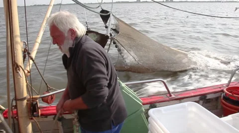 Working on a shrimp boat Stock-Footage 61813455