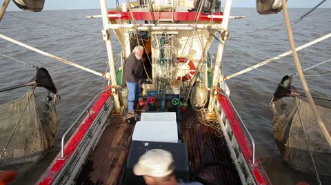 Working on a shrimp boat Stock Footage 61824412