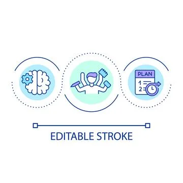 Working simultaneously loop concept icon Stock Illustration