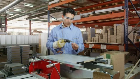 Working, Skill, Manual Worker, Manufacturing Occupation, Industry, Medium Shot, Stock Footage 94045523