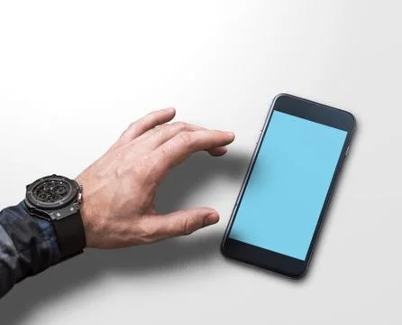 Working with a smartphone. 写真素材