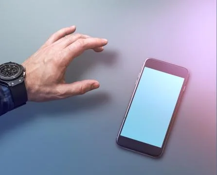 Working with a smartphone. Fotos de archivo