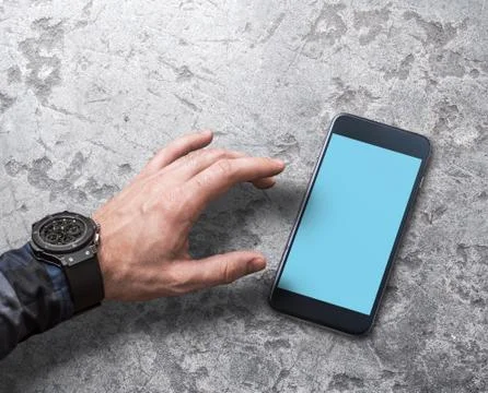 Working with a smartphone. 写真素材