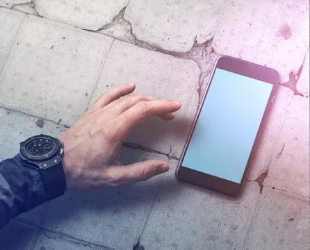 Working with a smartphone. 写真素材