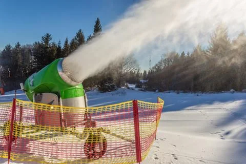 Working snow gun Stock Photos