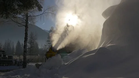 Working snow machines Stock Footage 71124417