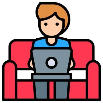 Working on sofa, work from home vector Stock Illustration