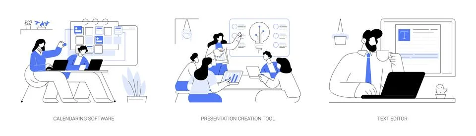 Working with software isolated cartoon vector illustrations se Stockillustratie
