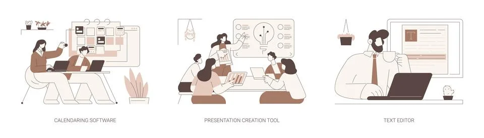 Working with software isolated cartoon vector illustrations se Stockillustratie