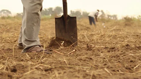 Working soil slow motion tight shot Видео 25488881