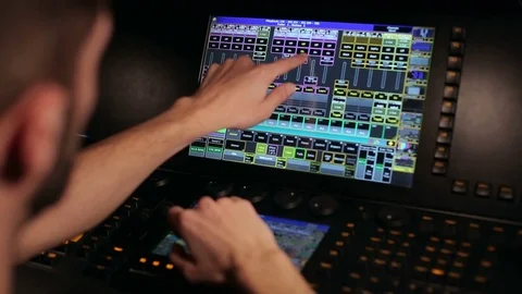 Working sound control panel of the stage. Stock Footage 74443785