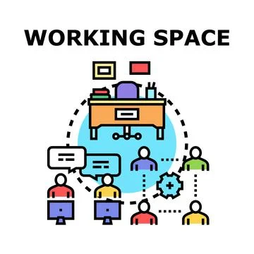 Working space business team collaborating virtually remote Stock Illustration