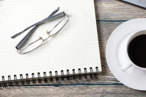 Working Space with coffee IT and supplies Stock Photos
