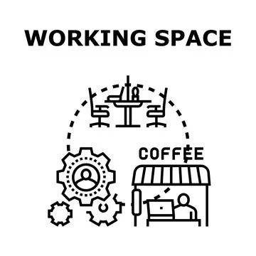 Working space concept and collaborative remote work Stock Illustration