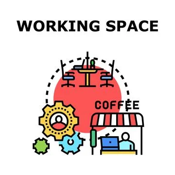 Working space concept and collaborative remote work Stock Illustration