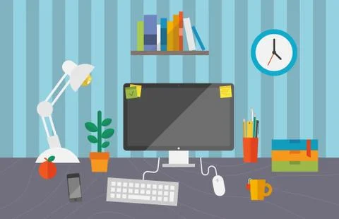 Working space in the office Stock Illustration