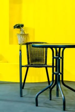 Working space with table sets on stage. Stock Photos