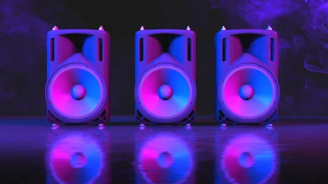 Working speaker system in neon lighting Vídeos de archivo 143589662