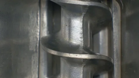 Working spiral in meat grinder. Close up Video stock 74967458