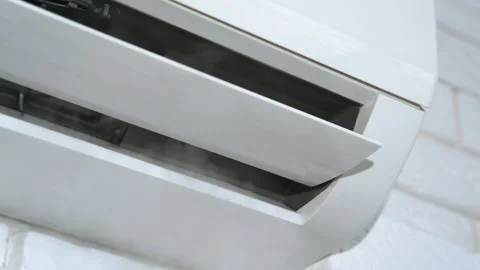 Working split system air conditioning inside. Stock Footage 279594953