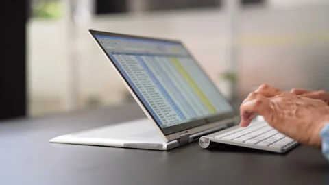 Working With Spreadsheet. Analyzing Data Stock Footage 209147494