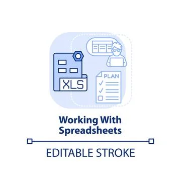 Working with spreadsheets light blue concept icon Stockillustratie