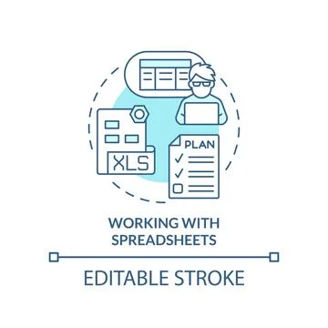 Working with spreadsheets turquoise concept icon イラスト素材