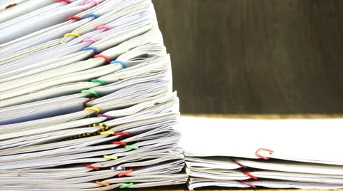 Working on stack of sales and receipt time lapse Stock Footage 41510302