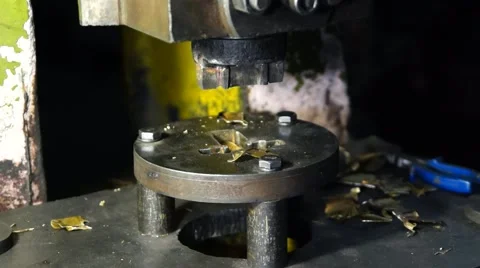 Working on a stamping machine trims detail. Stock Footage 49432324