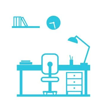 Working station, workspace, New working space Stock Illustration